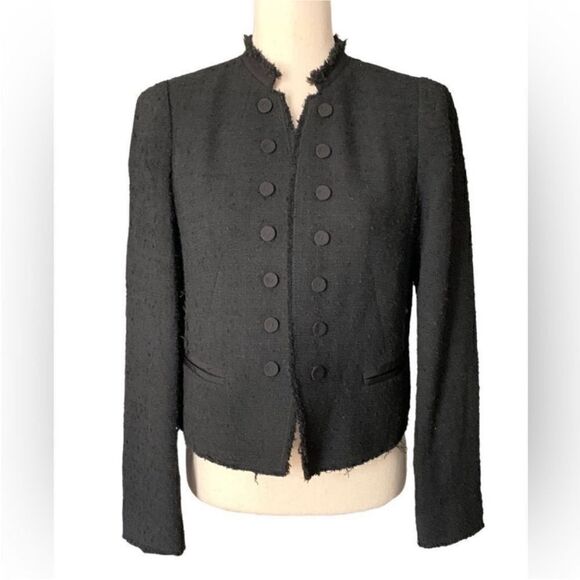 Rebecca Taylor Black Tweed Open Cropped Blazer | Size 6 - Picture 1 of 8